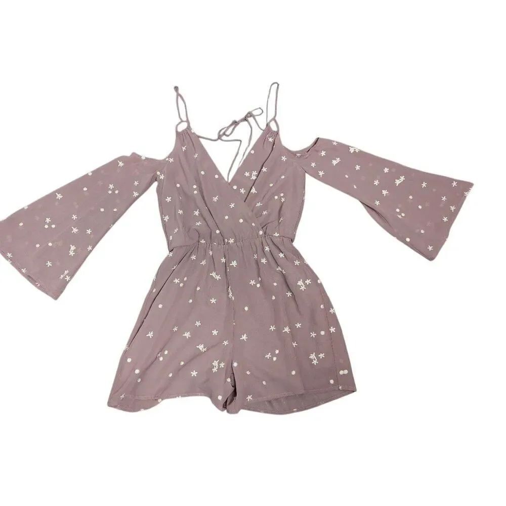 4Si3NNA mauve embroidered stars romper Small